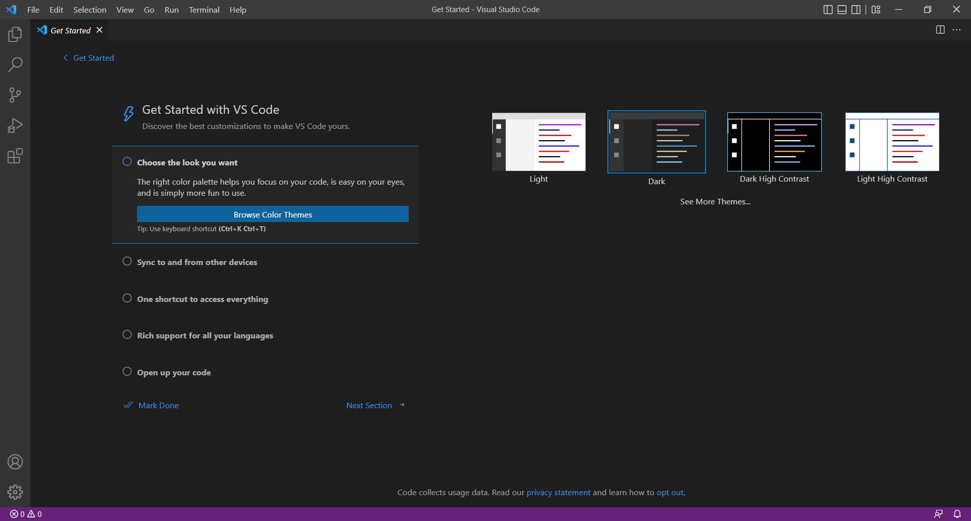 Pierwsze uruchomienie Visual Studio Code