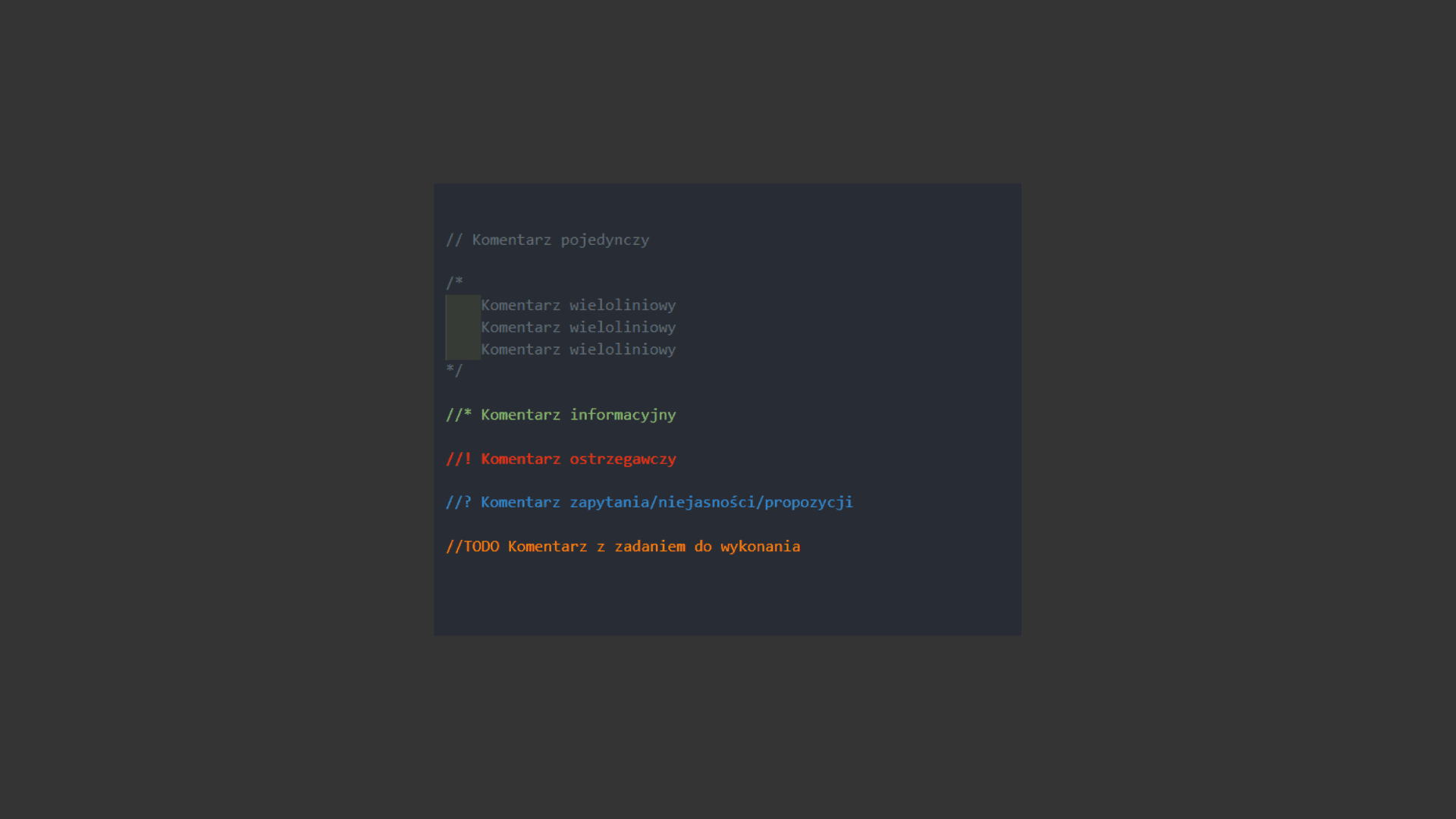 Komentarze w Better Comments